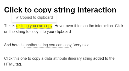 Click to Copy String Interaction